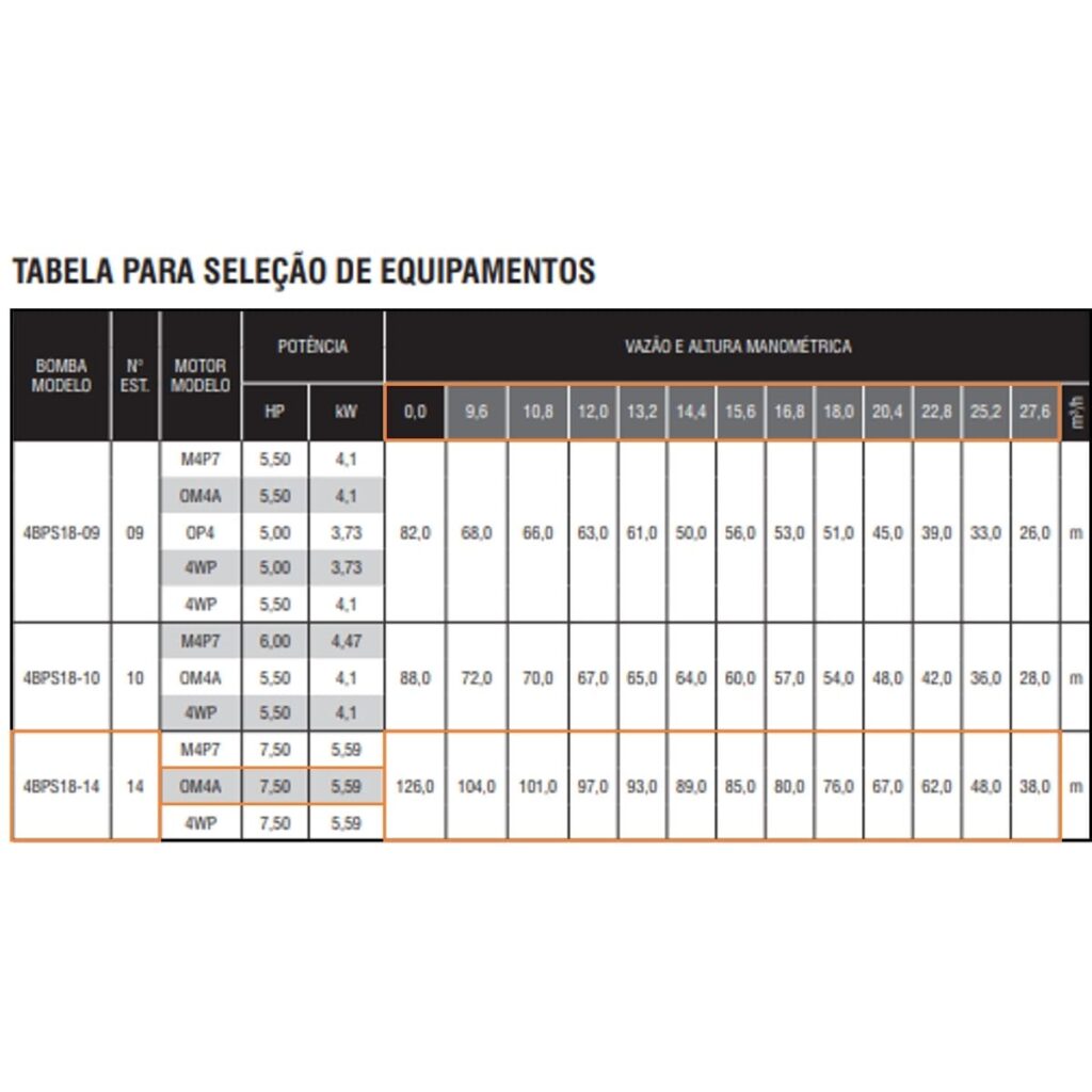 Bomba Submersa Ebara 4BPS18I-14 7,5 CV Trifásica 220V