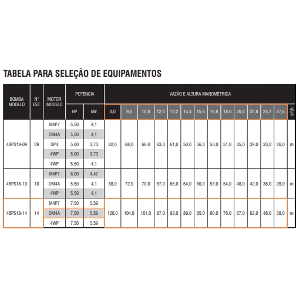 Bomba Submersa Ebara 4BPS18I-14 7,5 CV Trifásica 220V
