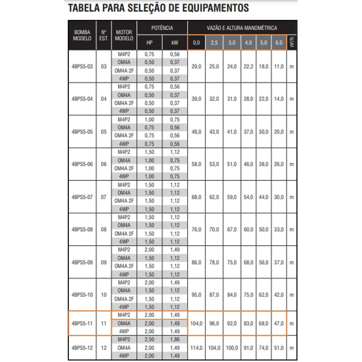 Bomba Submersa Ebara 4BPS5I-11 2 CV Monofásica 220V - Imagem 2