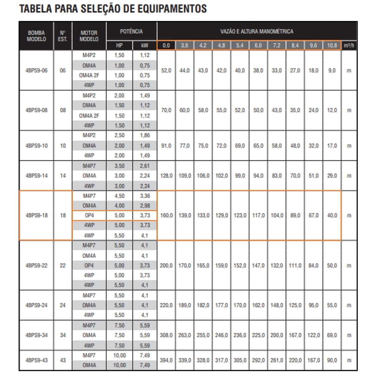 Bomba Submersa Ebara 4BPS9I-18 4 CV Monofásica 220V - Imagem 2