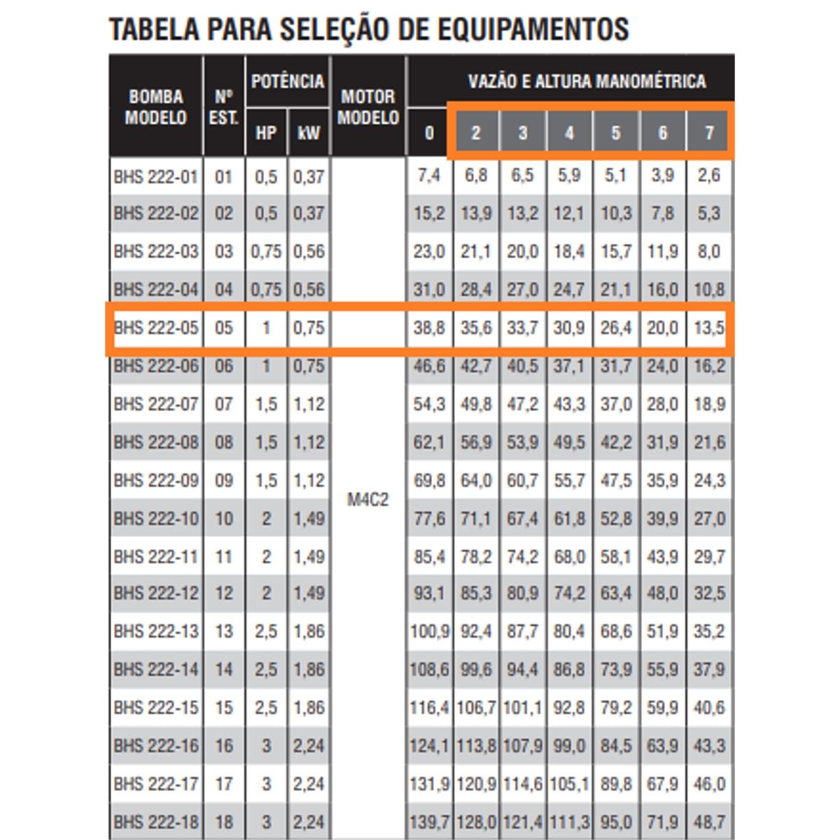 Bomba Submersa Ebara BHS 222-05 1,5 CV M4C2 Trifásica 380V - Imagem 2